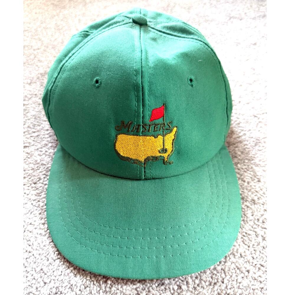 Vintage Green Masters Golf Hat Derby Cap Leather Strapback